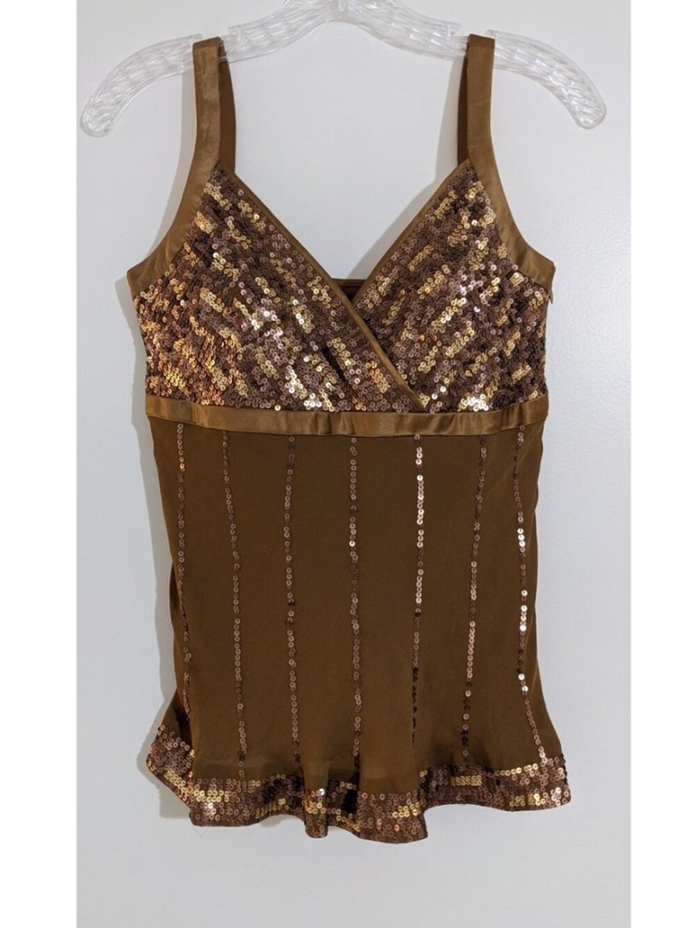 Vintage Glam - INC International Concepts Silk Sequin Cami Caramel Brown 8P